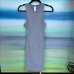 Lululemon Size 4 Ribbed Softstream Slim Fit Tank Dress Blue NWT